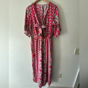 NEW!! RusttyDustty Bohemian Tie Front Wide Leg Jumpsuit